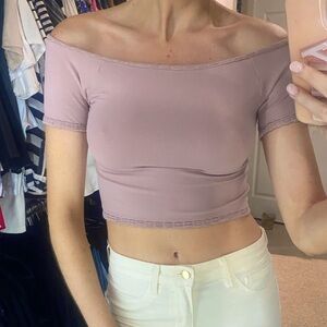Lavender off the shoulder crop top